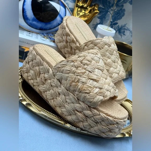 🆕 LOEFFLER RANDALL 🧿 NWOB Aaron Natural Braided Platform Straw Mule, Sz 9 - Picture 8 of 15